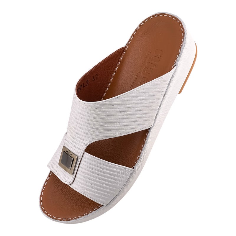 AJYAD Handmade Arabic Sandals For Men | Outdoor Mens Slippers | Everyday Flip Flops Open Toe | Arabic Genuine Shamwa Leather | New Design | Tan Footbed | Comfortable & LightWeight - Image 3